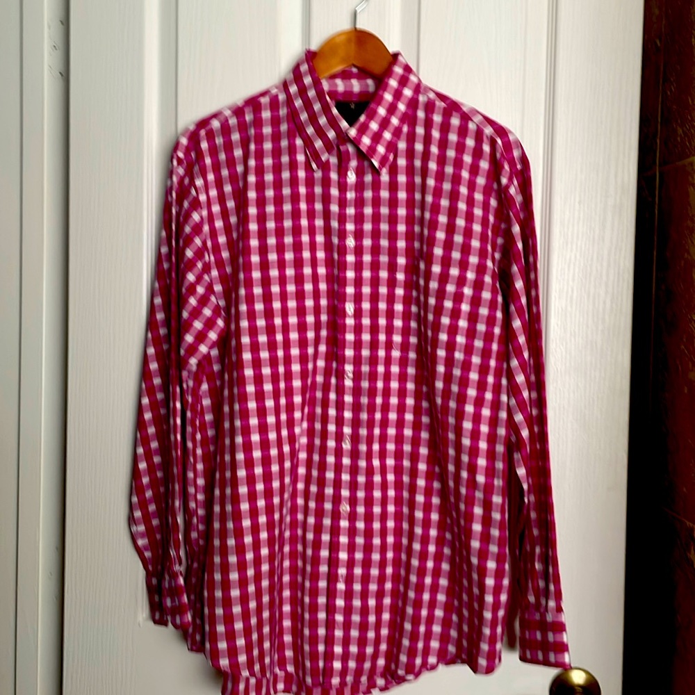 Toscano, pink and White check shirt